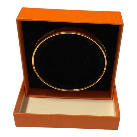 Hermes Enamel Cloisonne Yellow x Gold Bangle Bracelet W/Box - Picture 6 of 11